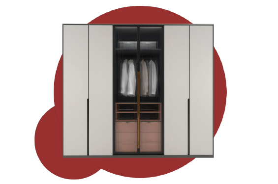 immagine prodotto cabine armadi con sfondo rosso