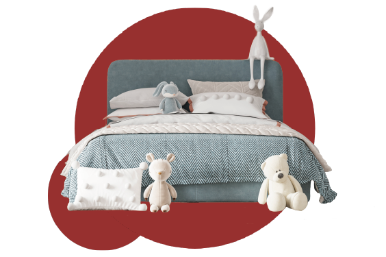 immagine prodotto camerette con sfondo rosso