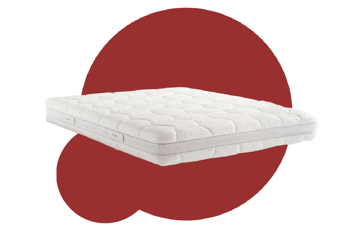 immagine prodotto materasso con sfondo rosso